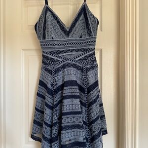 Ever New Women's Linear Fit and Flare Lace Eyelet Mini Dress Size 2 Navy